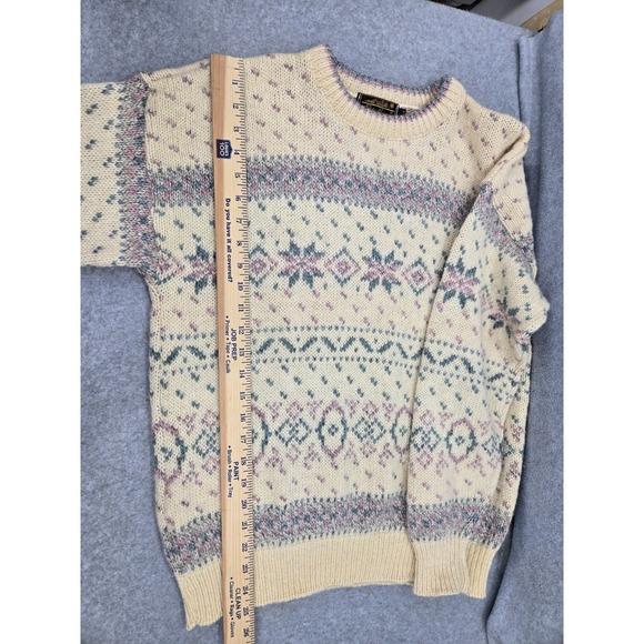 VTG Eddie Bauer Sweater Icelandic Fair Isle Nordic Holiday Knit Wool Blend S - Picture 9 of 9